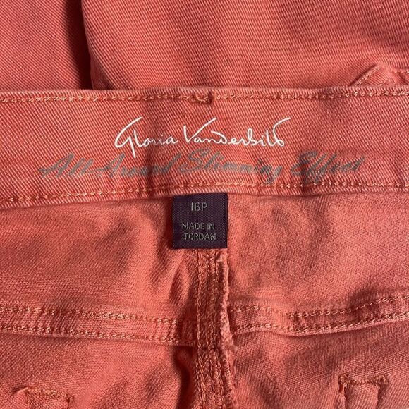 GLORIA VANDERBILT Slimming Effect Amanda Capri Jeans Size 16 Petite Dark Coral - Picture 6 of 8